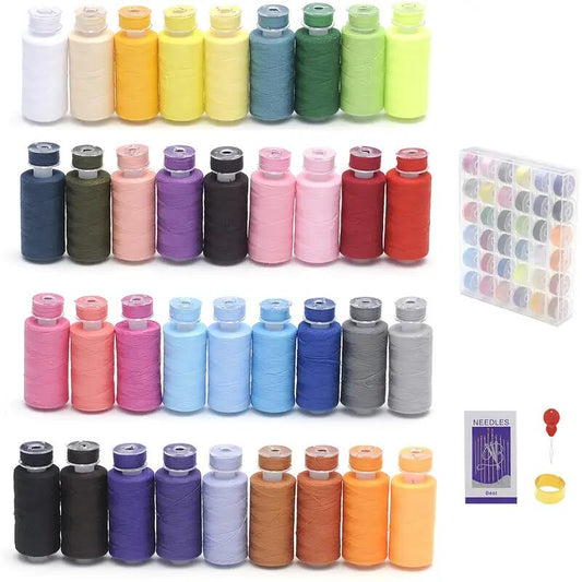 72pcs Sewing Thread Kit, 36 Colors, Polyester, 400 Yards Per Spools, Prewound Bobbin Threads With Case, Compatible With Hand & Machine Sewing